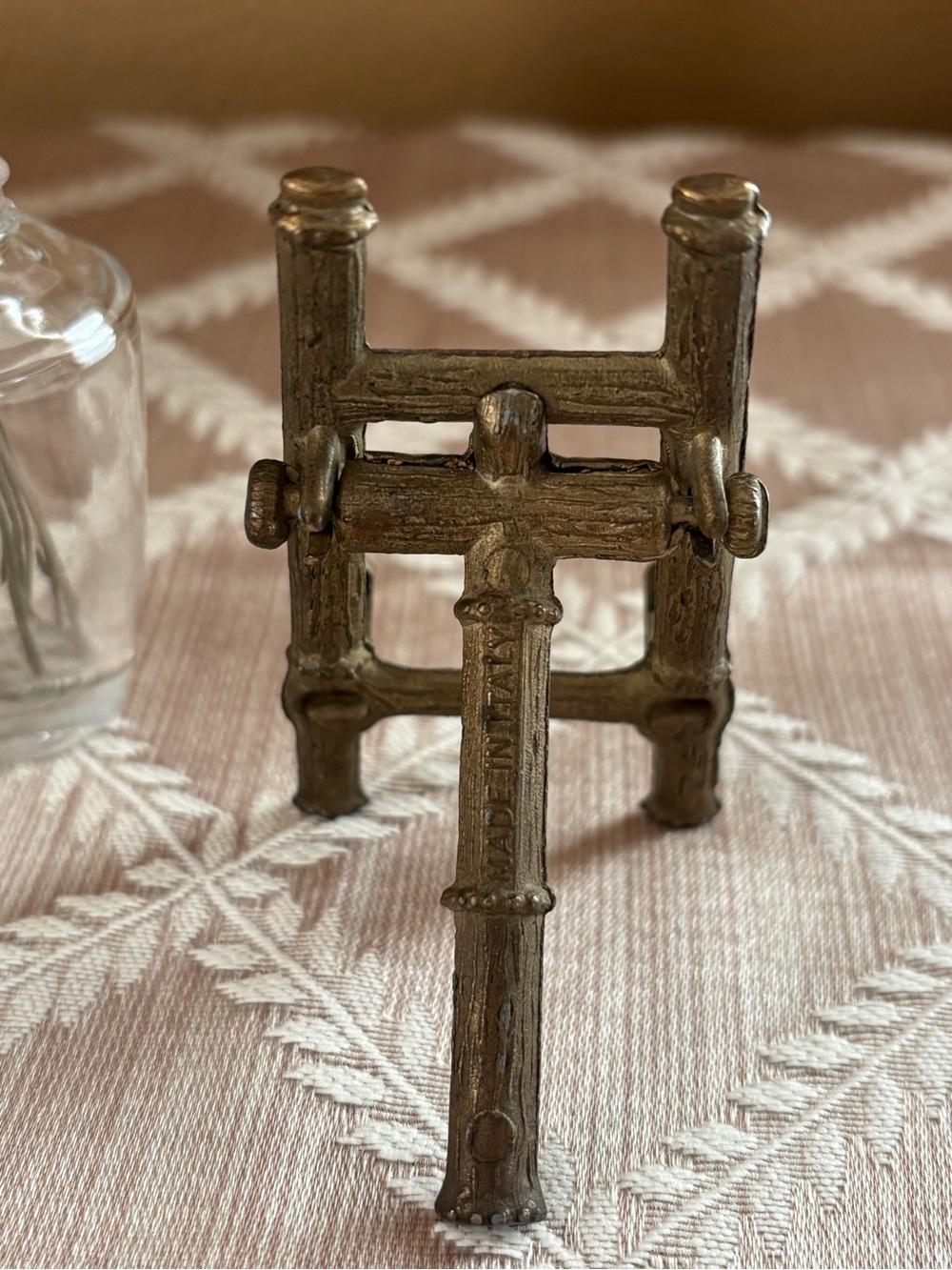 Vintage Brass Mini Easel Display Stand - Brass Finish Signed Made in Italy - Picture 4 of 9